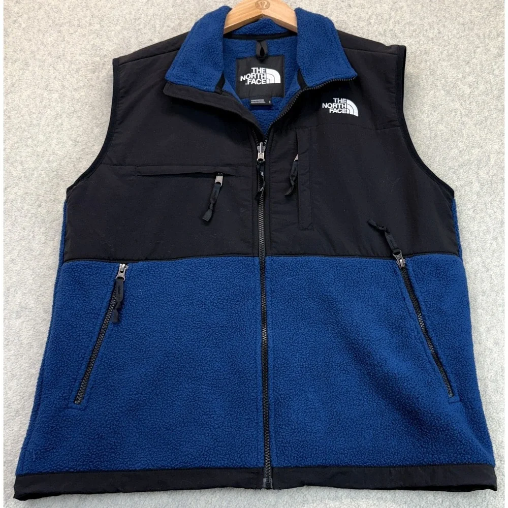 The North Face Mens Retro Denali Fleece Jacket Vest Mens Blue Black Full Zip M